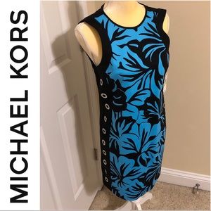 Michael Kors Black & Blue Floral Shift Dress NWT